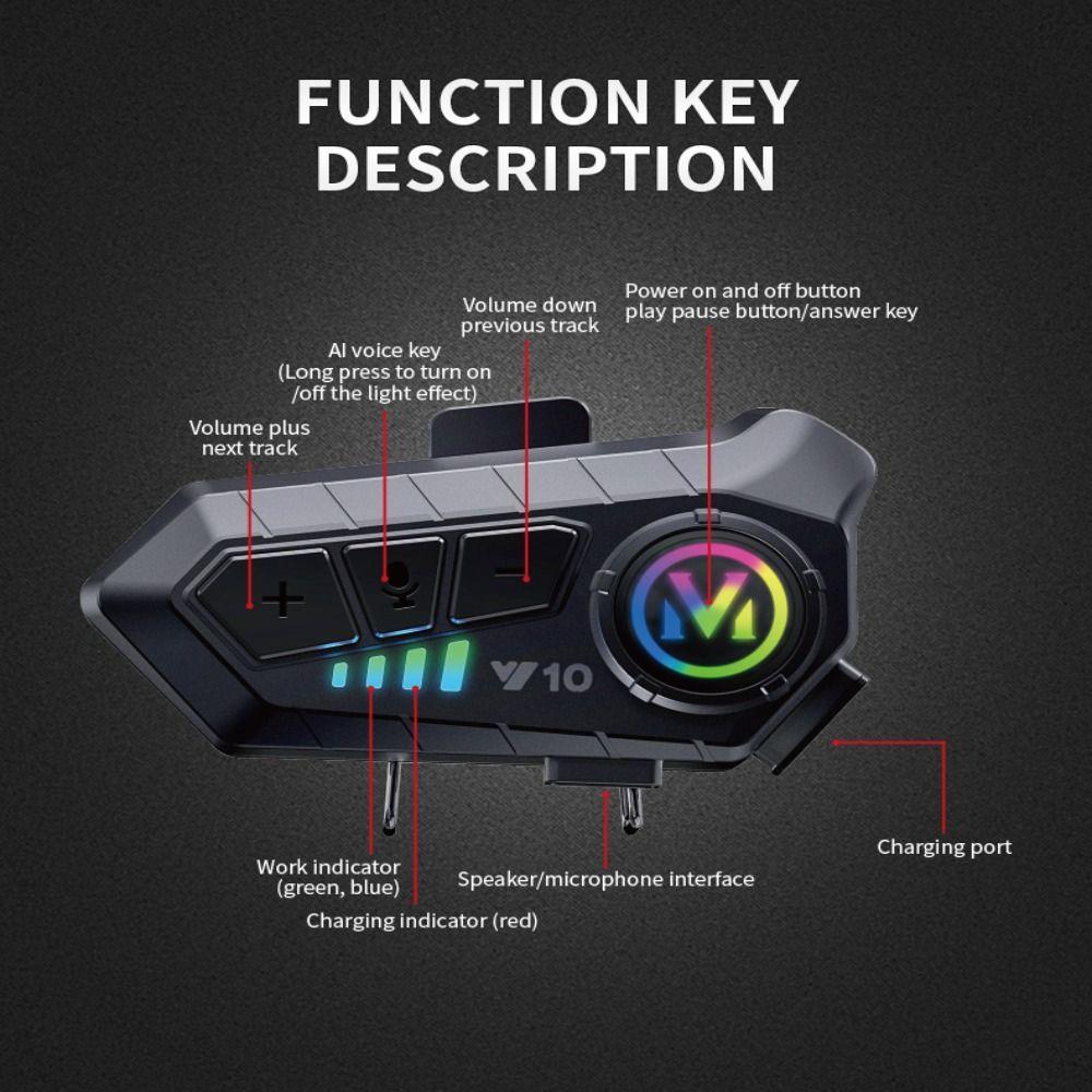 2 Rider Talk Intercom Headset Waterproof Interphone Motorcycle Helmet Headset  Outdoor Riding