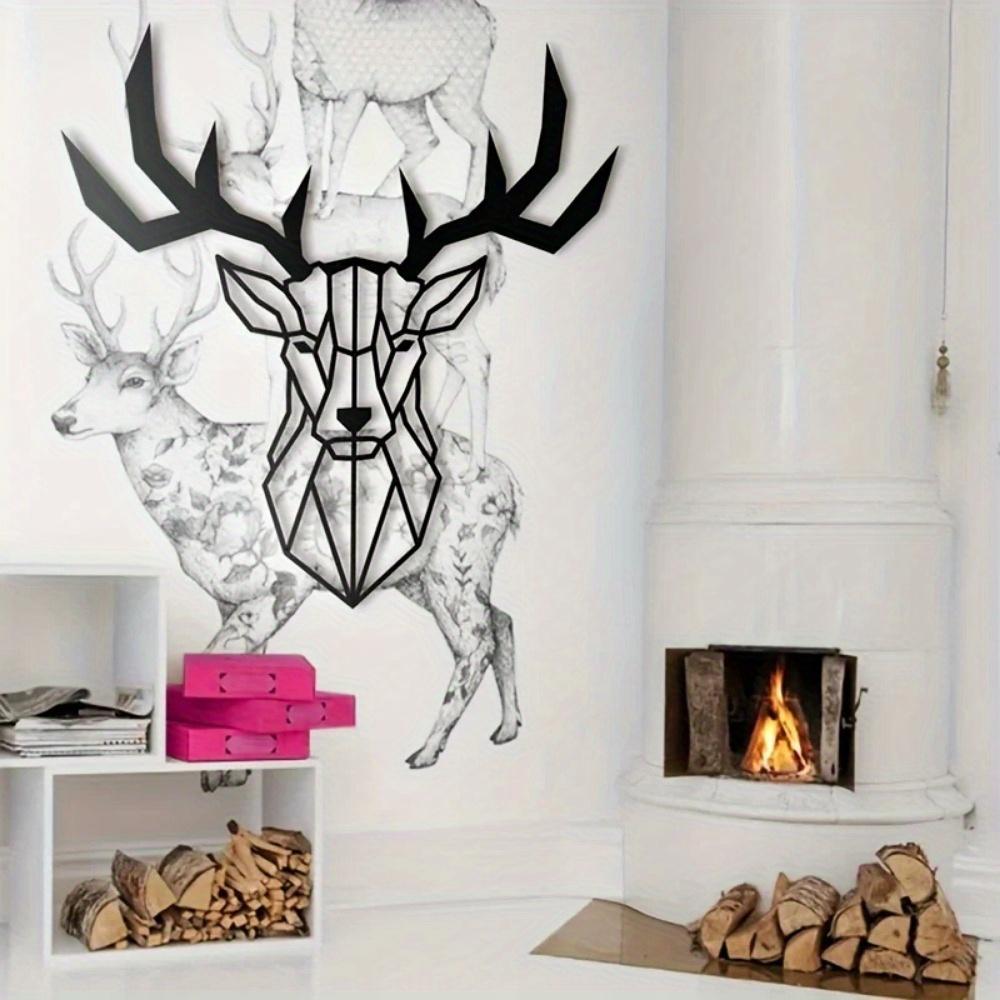 Black Metal Elk Design Wall Hanging Art Gift for Home Office Decor
