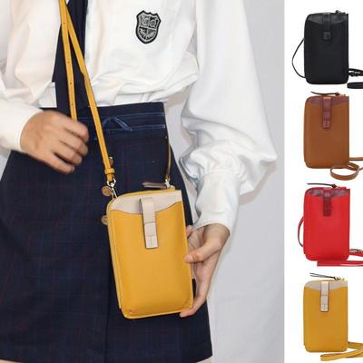 Handytasche aus urbanem Leder in Kontrastfarbe - Neuer Stil 2024, Große Kapazität, Kordelzug-Schnallendesign, Damen-Umhängetasche.