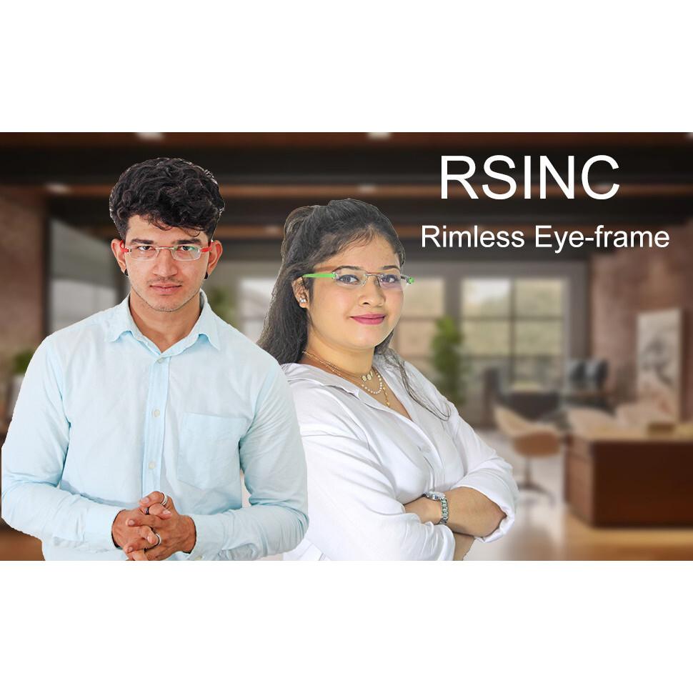 RSINC Combo Rimless Frame Eyeglasses for Unisex Silver Blue-Brown Brown Tag A1 JL166991718147