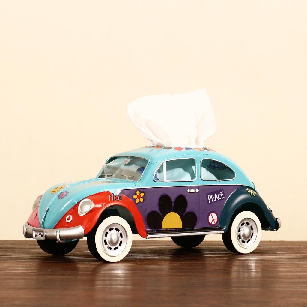 Retro Beetle Car Paper Towel Holder - Creative Iron Art Tissue Box Home Decoration Ornament