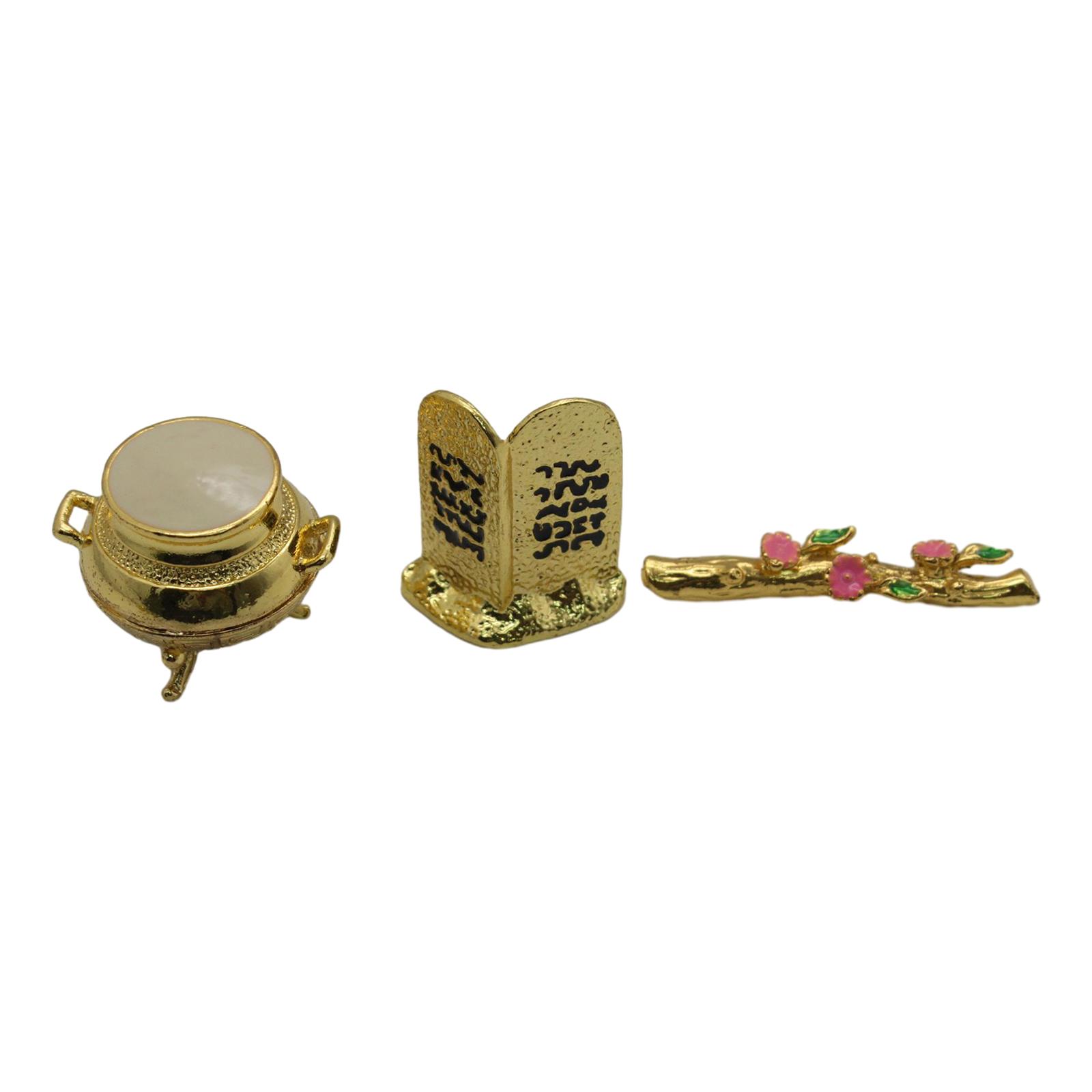

3Pcs The Ark of Covenant Commandments Metal Religion Contents Vessel Golden Jar for Religious Christmas Table Decor
