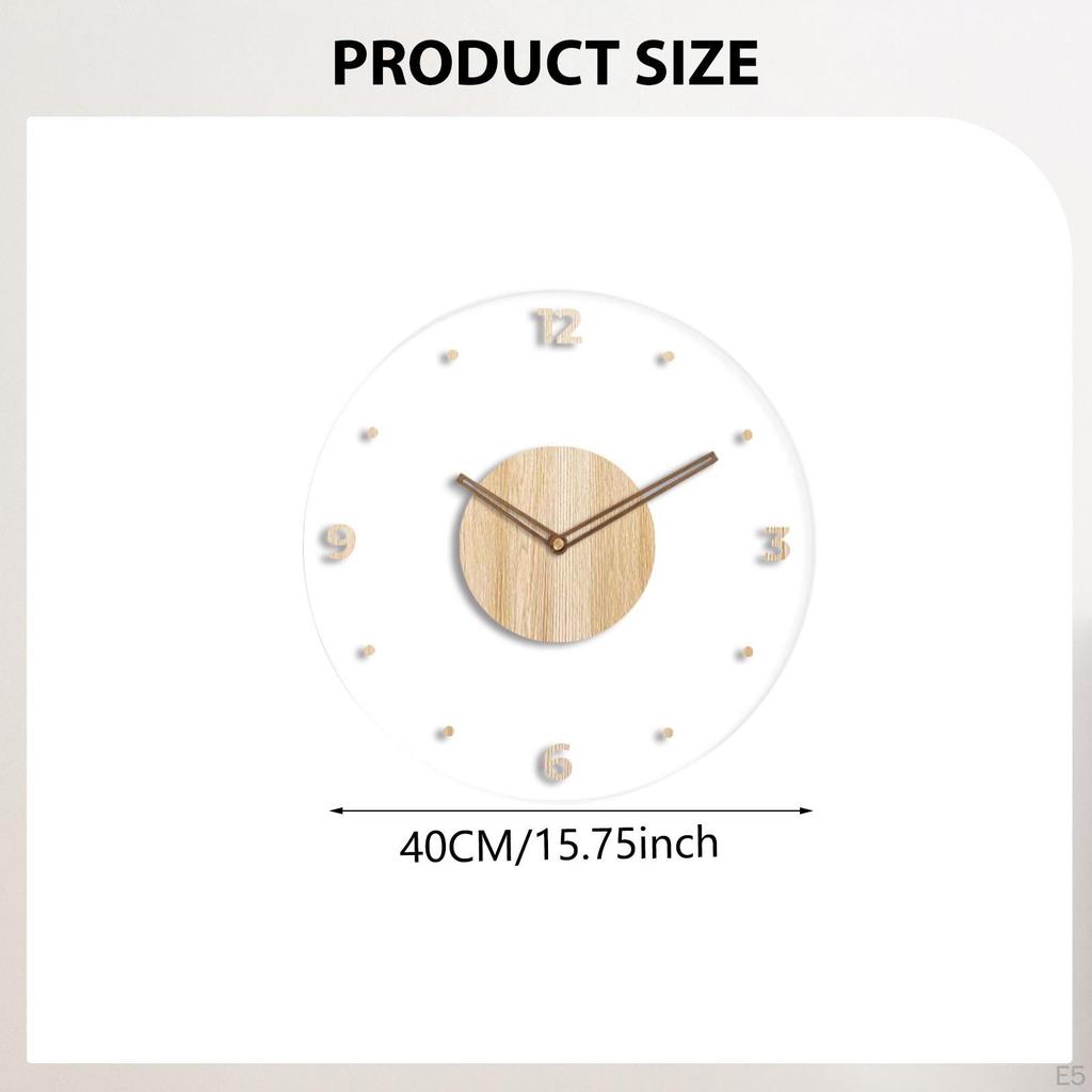 Acrylic Wall Clock Decorative Non Ticking Silent Round Operated Precision Timekeeping Lightweight