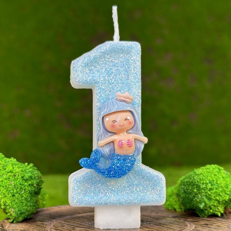 

Creative Digital Birthday Candle Cake Birthday Decoration Candle Handmade Party Mermaid 1