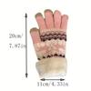 2025 Christmas Thick Reindeer Jacquard Knitted Full Finger Gloves for Women Touchscreen Washable Warm Gloves Soft Skin Friendly