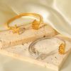 Stainless Steel Starfish Shell Open Bangle for Women, High-end Ocean Style Titanium Steel Bracelet