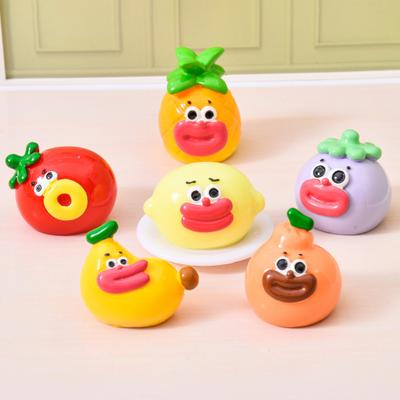 Cartoon Resin Miniature Fruit Figurine Mini Funny Big Mouth Banana Blueberry Pineapple Statue for DIY Crafts Dollhouse Fairy Garden Cake Decor