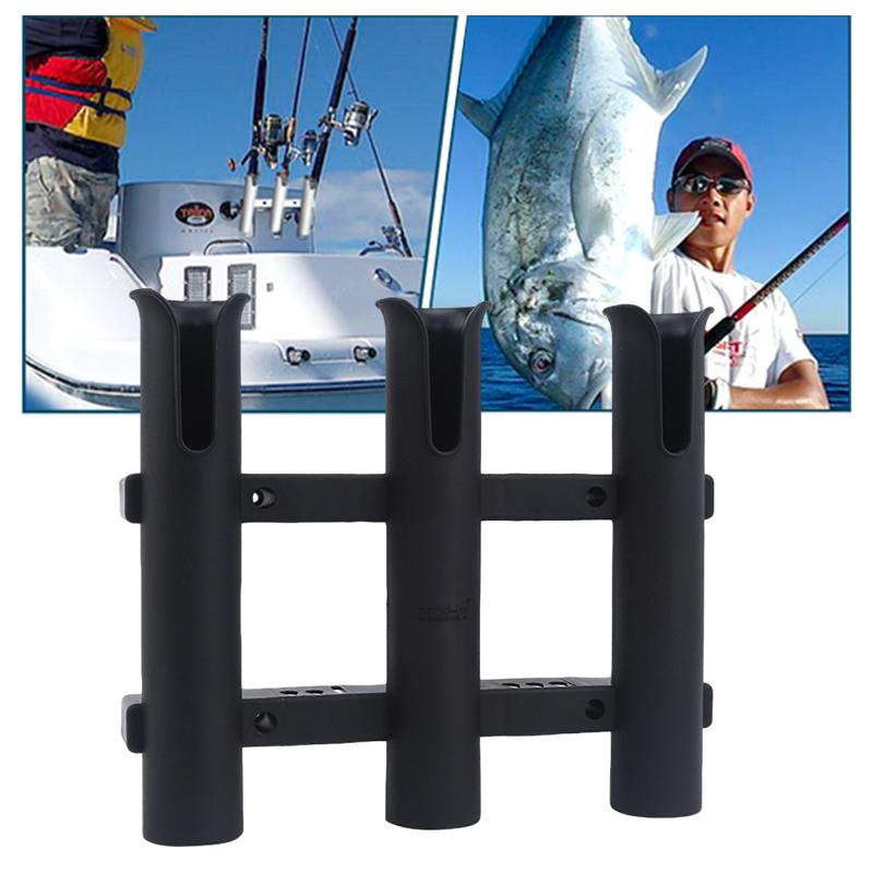 Aluminum Alloy Fishing Rod Holder, 3 Link Wall-Mounted Pod Rack For Marine Boat, Yacht, Camper, RV, 3 Tube