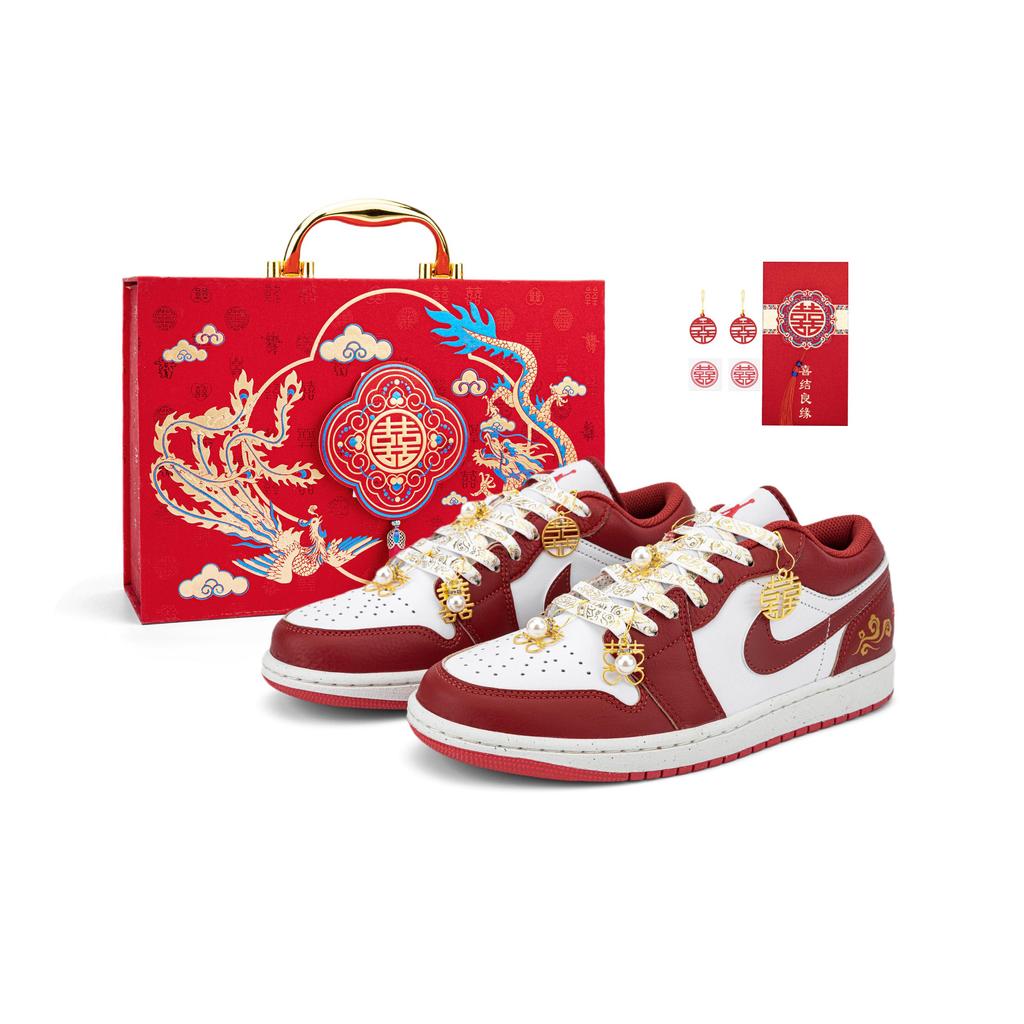 Jordan Air Jordan 1 Low top Flat Skateboard Shoes Women's Red FJ3465-160(Team18-SBOX)