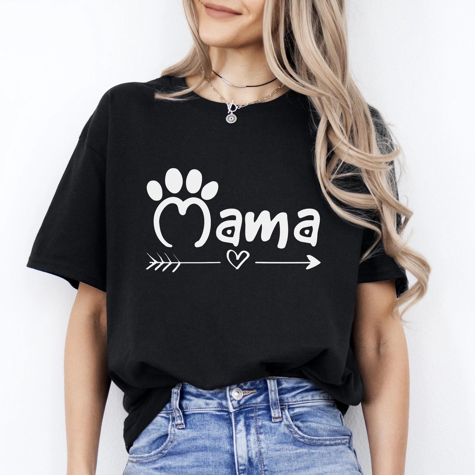 Dog Mama T-Shirt gift Dog owner paw dog mom Unisex tee Black Navy Dark Heather 2XL