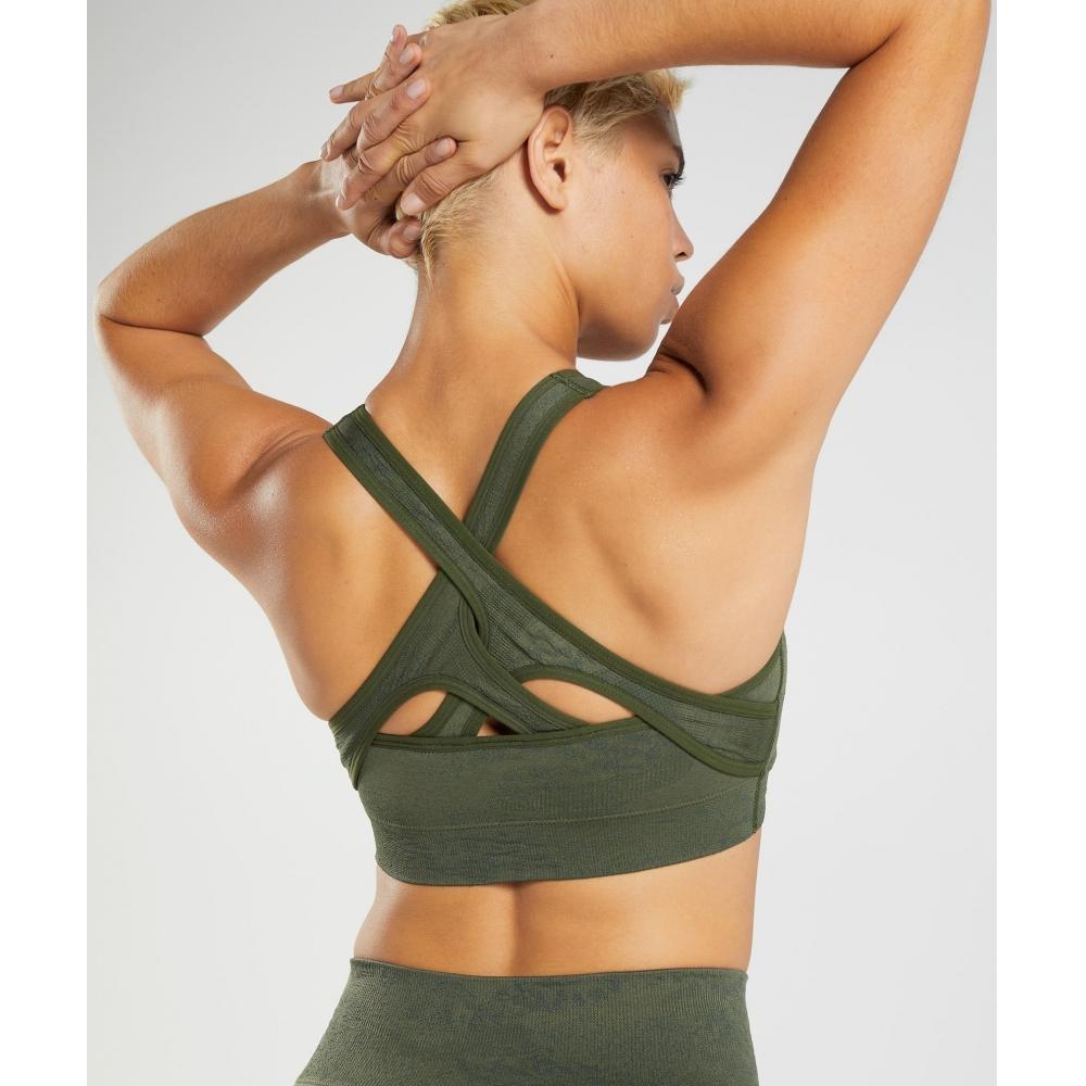 Gymshark Adapt Camo Seamless Sports Bra Lava   Moss Olive Core Olive B3a4d Ebzj