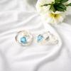 Natural Swiss Blue Topaz Silver Stud Earrings 925 Solid Silver Handmade Earrings CE-13-5