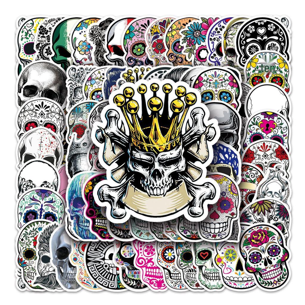 100pcs Trendy Skull Graffiti Stickers for Suitcase, Notebook, Car Decoration