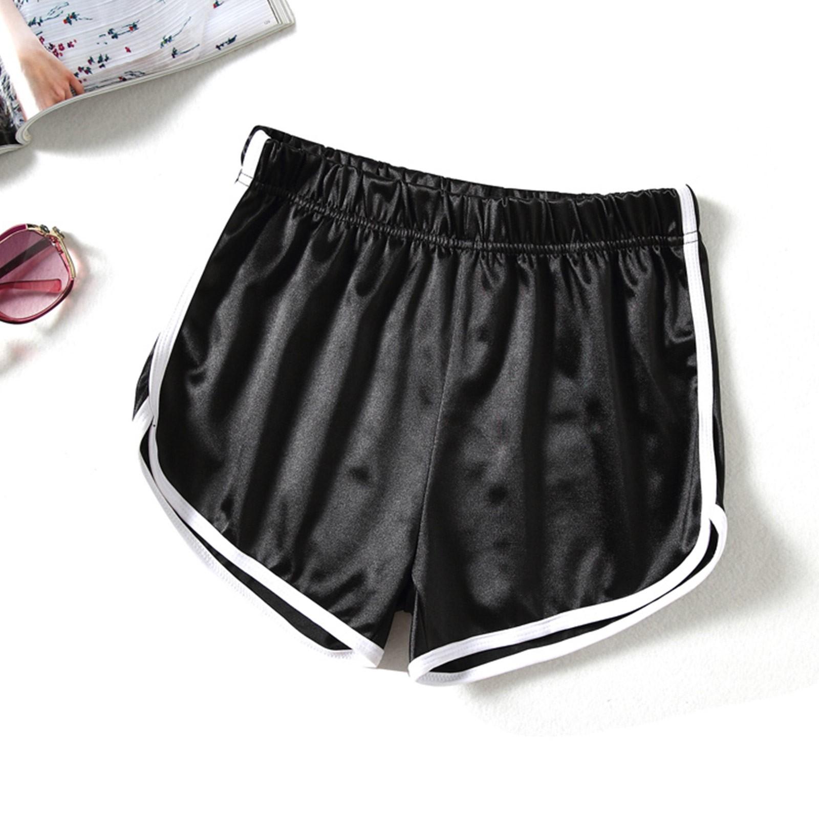 

Женские летние модные универсальные гладкие эластичные спортивные шорты XL чёрный