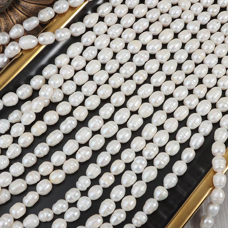 Threaded Rice Pearl Natural Freshwater Pearl White Pearl 4-9mm For Jewelry Making DIY Bracelet Earrings Necklace Accessory