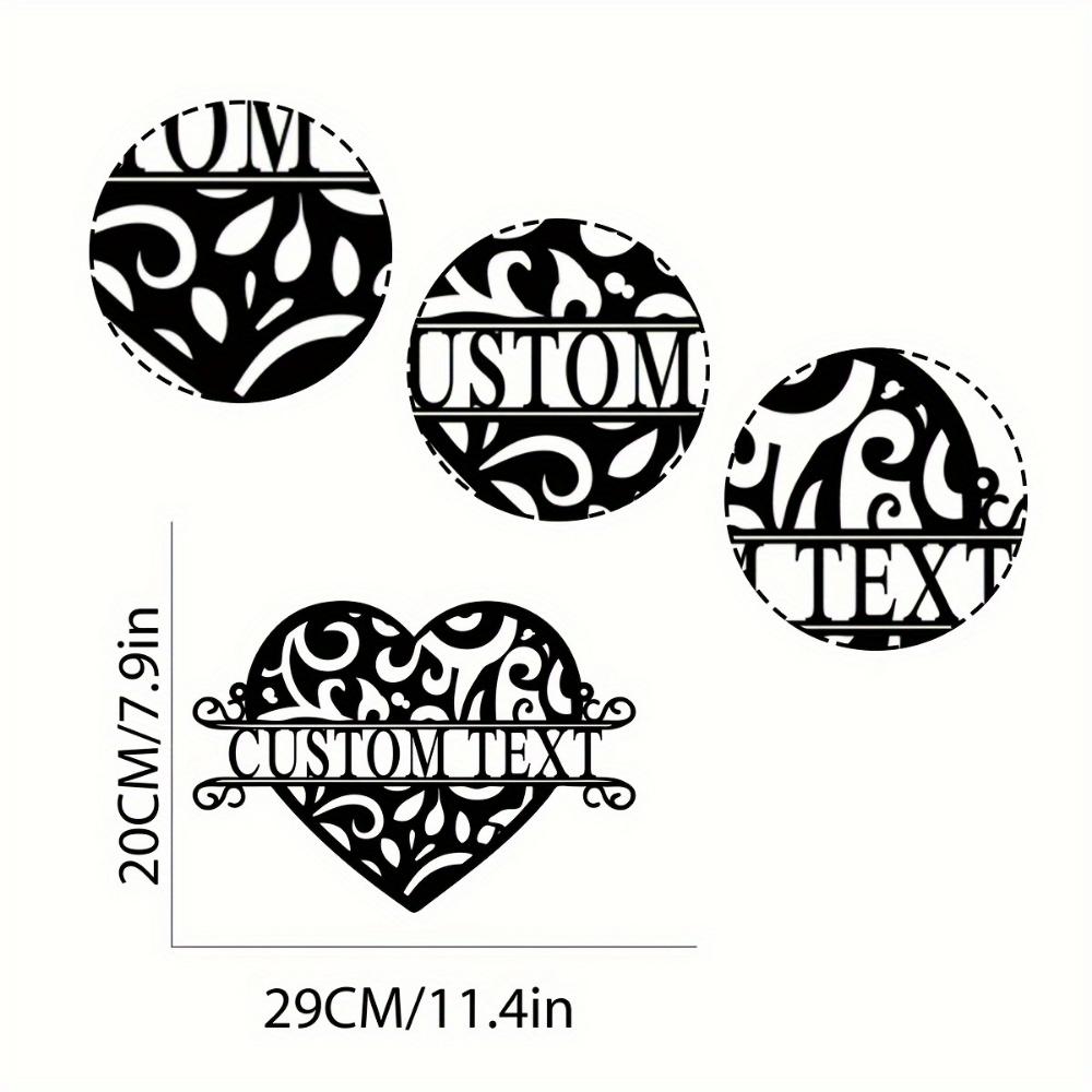 Vintage Metal Wall Art Heart Shape Personalized Family Name Sign Wedding Housewarming Gift