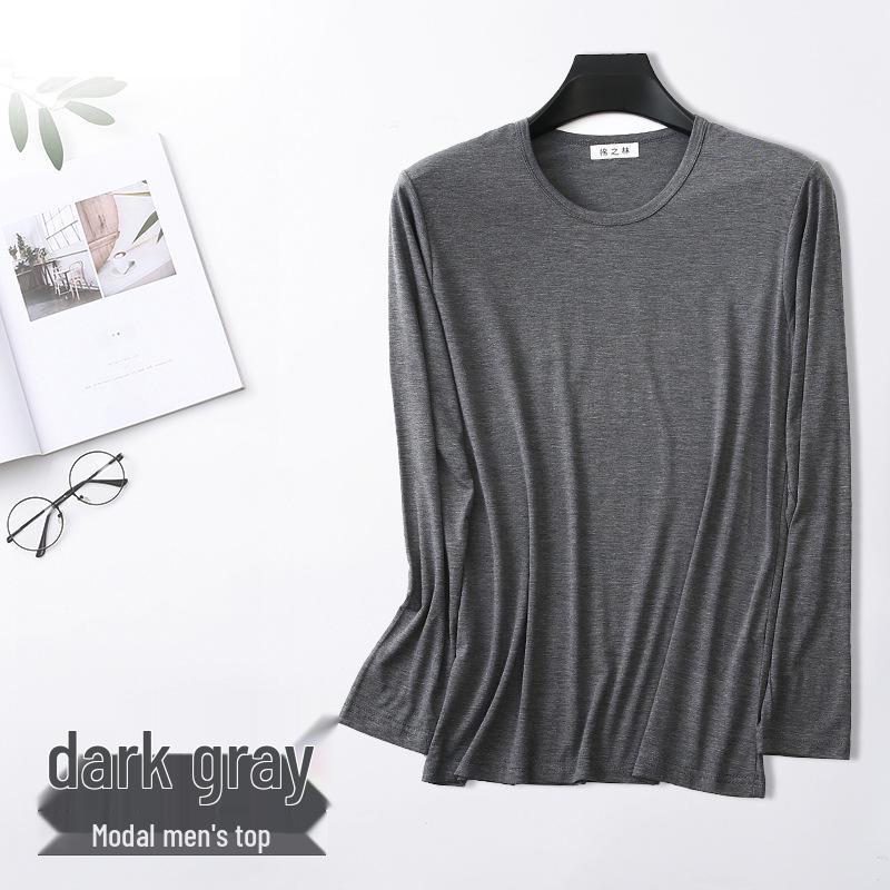 Men's Plus Size Modal Thermal Underwear: Thin, High-Elasticity Round Neck Shirt & Pants Set