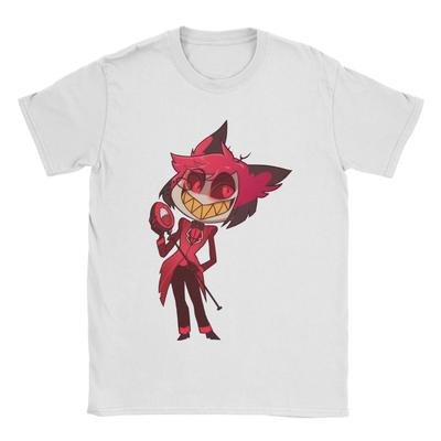 Herren Cartoon Alastor Hazbins Hotels T-Shirts Baumwoll-Tops Vintage Kurzarm Rundhals T-Shirt Übergröße T-Shirts