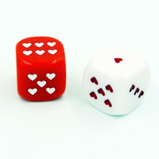 10Pcs 25MM Love Heart Acrylic Dice Rounded Corner Six-Sided Large Dice Game Night Drinking Board Game Dice Prop Casino Equipment