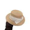 Eleganter Strohhut mit flachem Oberteil für Damen, Frühling und Sommer, hohe Qualität, Reise, vielseitig, Schleife, lässig, Shopping, Sonnenhut