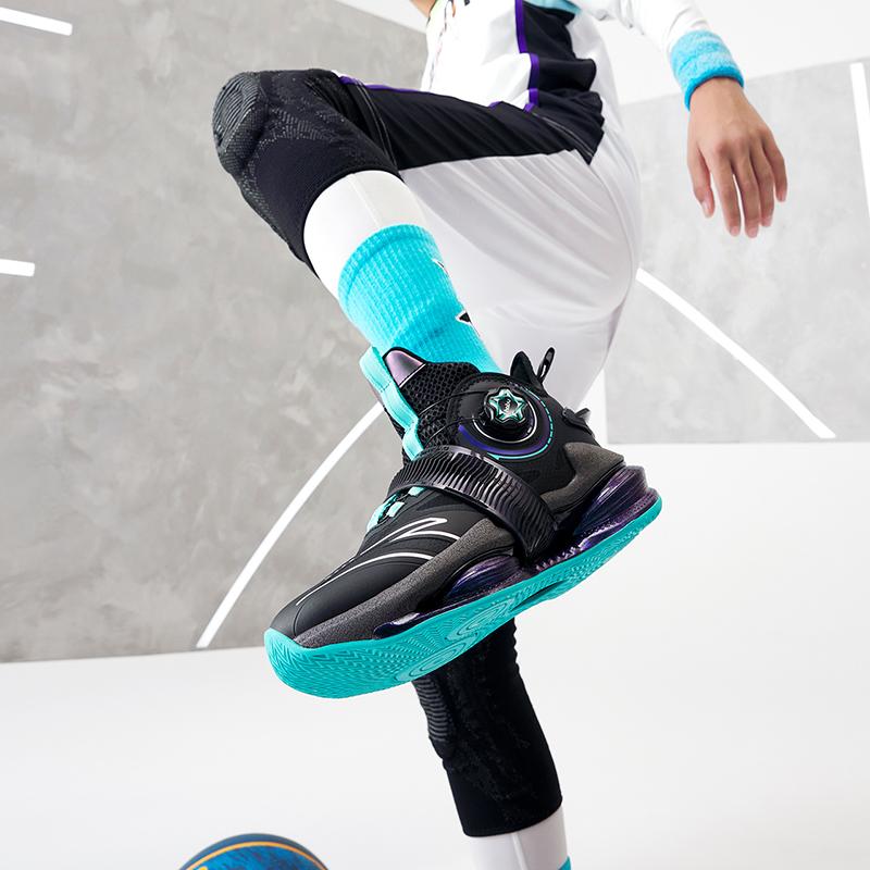 Anta Kids Air Cushion Mesh Non-Slip Shock Absorbing Wear-Resistant Breathable Casual Shoes Kids Sneakers Black Green 312241110-5