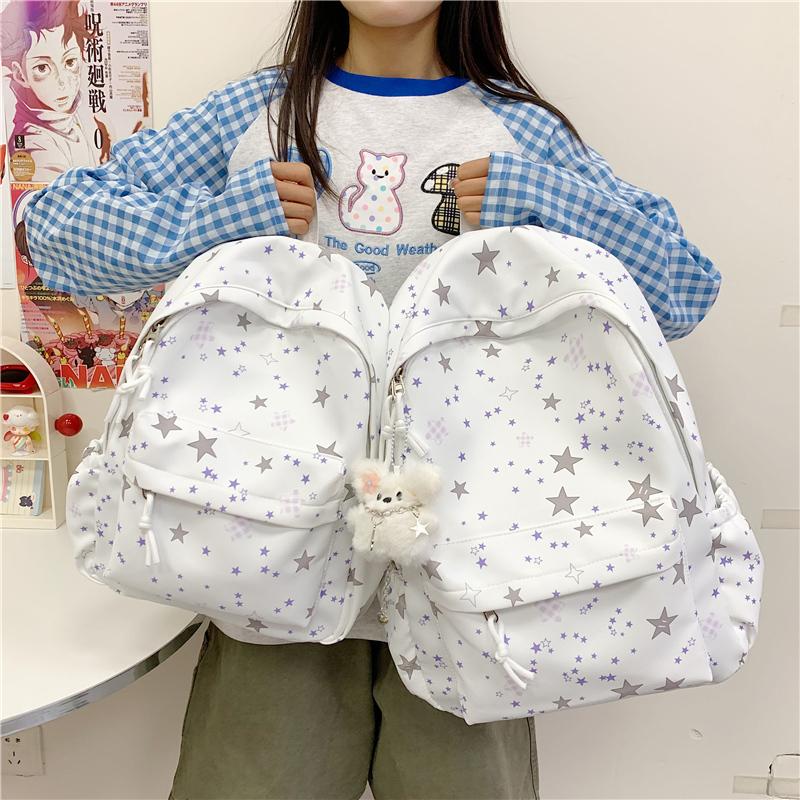 

Star Backpack Junior High School Student Schoolbag Women s Lightweight Backpack Small чорний
