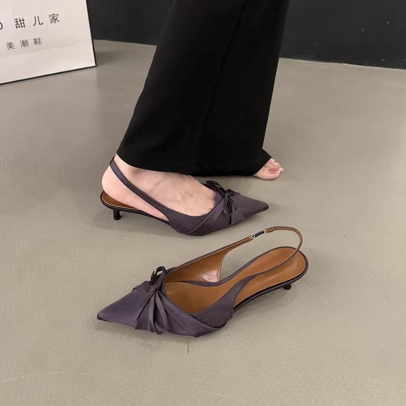 Fashion 2025 New Summer High Heel Butterfly-knot Women Sandals Fashion Pointed Toe Singbacks Shoes Ladies Elegant Dancing Party Pumps