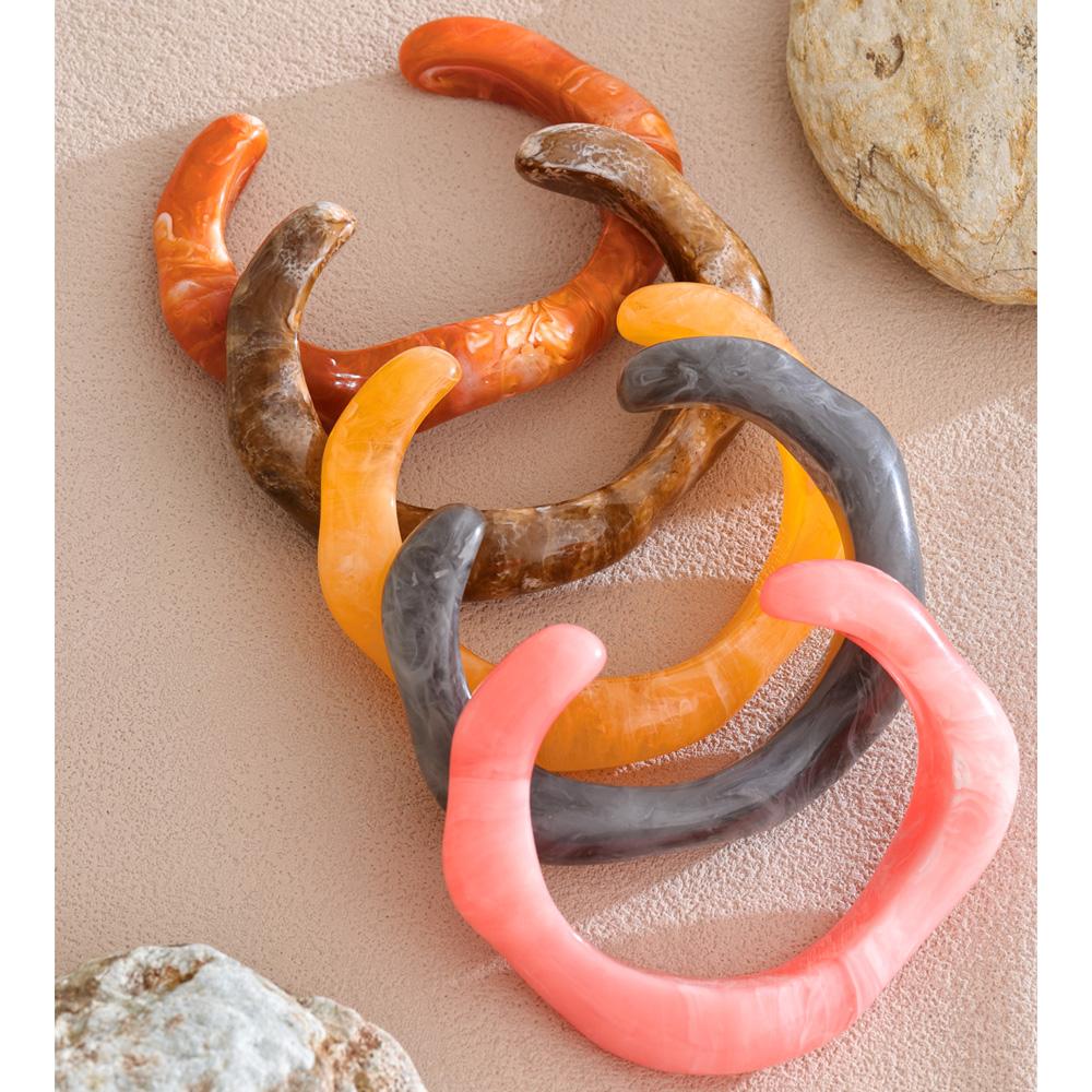 Eetit Colorful Resin Trendy Cuff Bracelet Bangle Multi-color Waterproof Fashion Wrist Jewelry Gray Pink Orange Brown Cheap