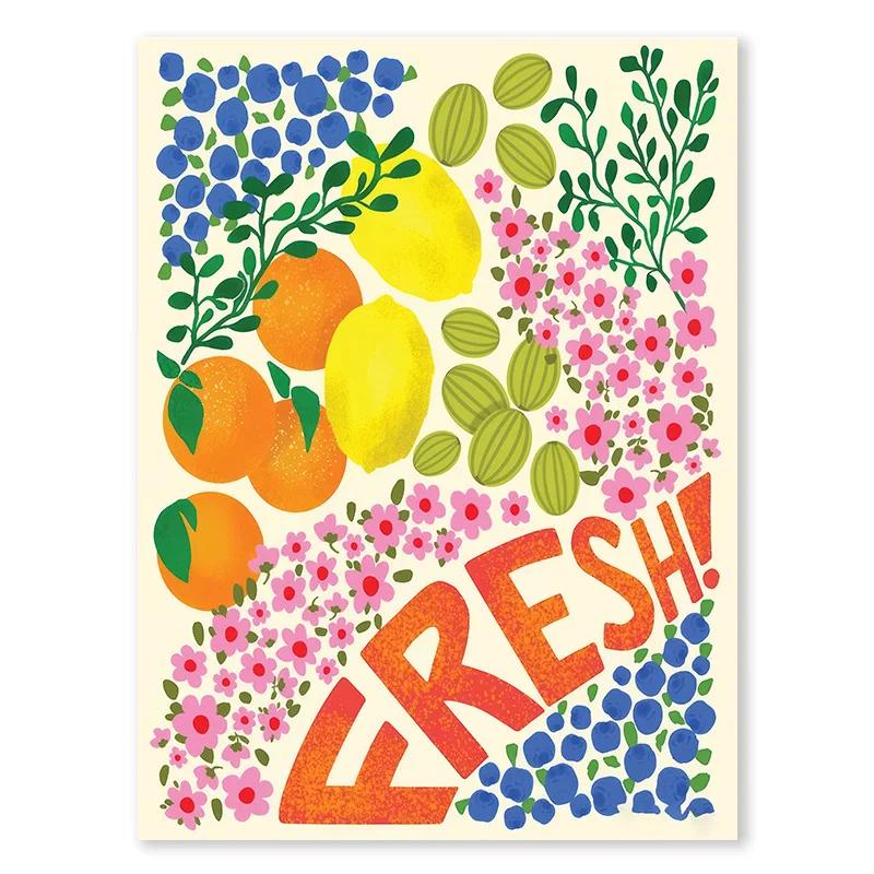 

Красочный кот кактус лимон апельсин ваза настенная живопись холст картины скандинавские постеры принты абстрактные картины современный декор гостиной 21x30cm No Framed