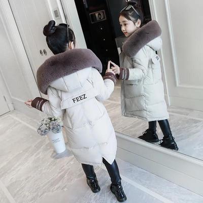 Girls Mid-length Warm Cotton Coat Korean Style Padded Jacket Children's Thick Windproof Cotton Clothing