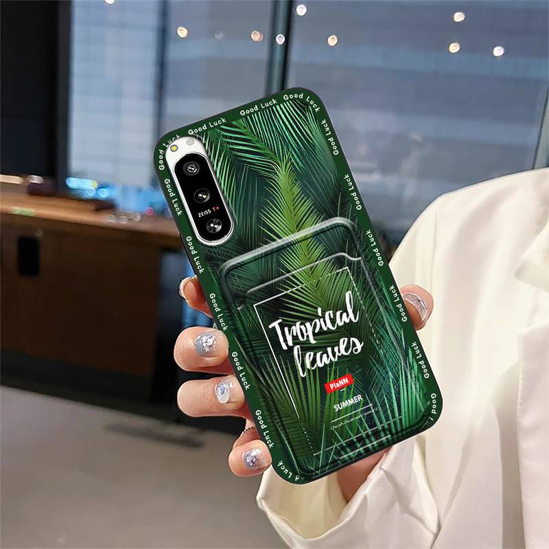 Anti-dust protective Phone Case For Sony Xperia5 IV Full wrap Back Cover Card slot Silicone Graffiti Durable Card bag