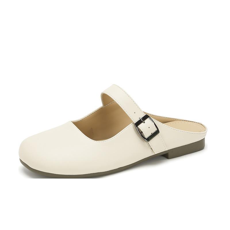 

Flat shoes soft-soled single shoes women s Mary Jane shoes bag head half slippers 2024 women s summer wear beanie shoes lazy shoes 35 абрикосовый