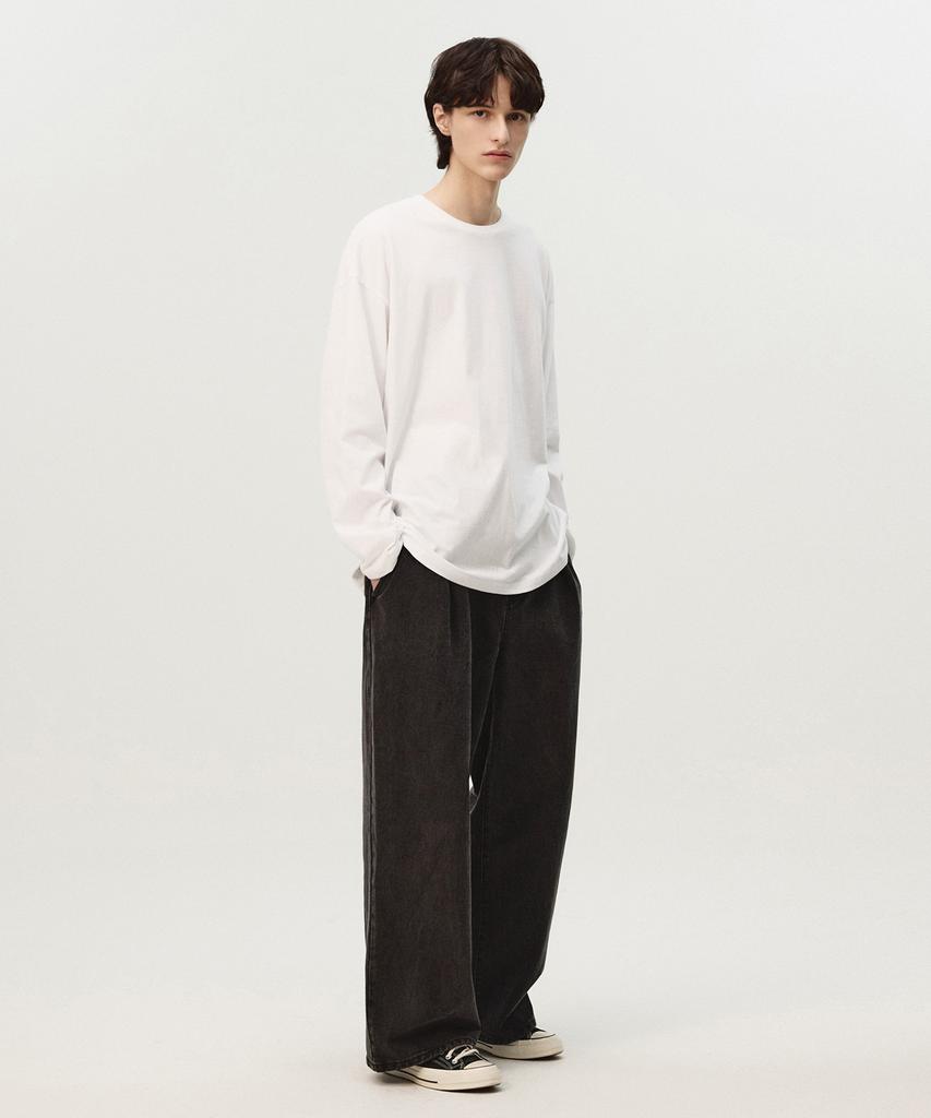 TOPBOY [2Pack] Crew Neck Oversized Long Sleeve T-Shirt 2 Colors