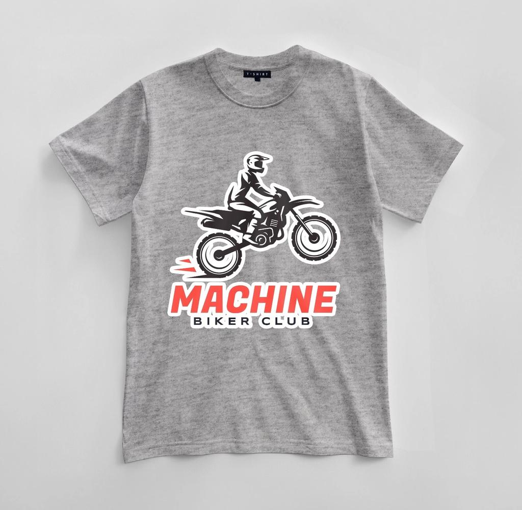 Custom Machine Biker Club Graphic T-shirt Design Unisex Jersey Short Sleeve Tee