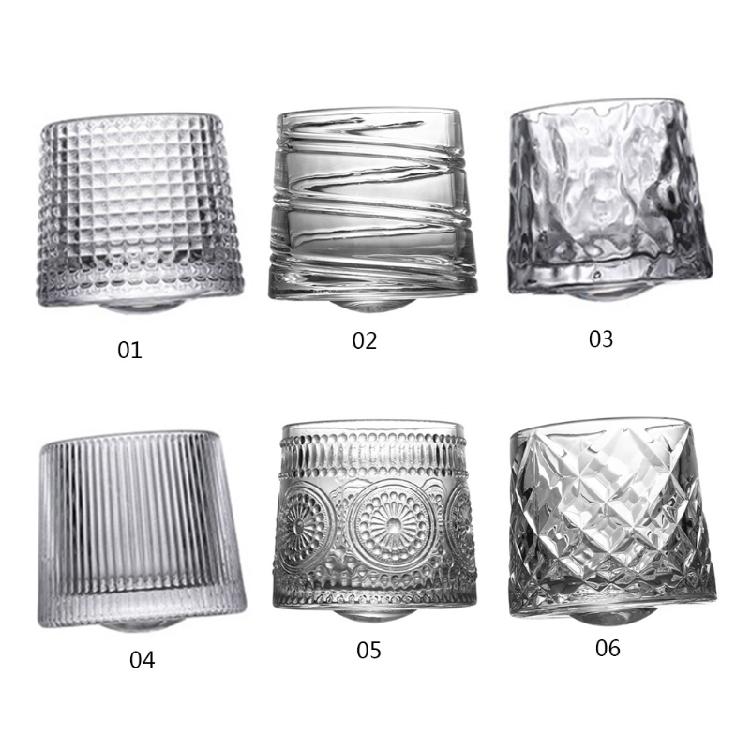 Whiskey Glasses Rotating Cups 2pcs Tumbler Men Drinking Cocktail Wine Rum Glass
