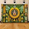One 2D Background Cloth, a Vivid Polyester Fiber Background Cloth Decorated with Beautiful Traditional Hindu Flowers
