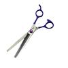 7" Purple Handle Pet Grooming Scissors Set: Straight, Bent, Thinning Shears & Comb