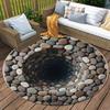 3D Vision Stone Round Area Rug,Carpet Rug for Living Room Bedroom Sofa Playroom Decor,Non-slip Floor Mat