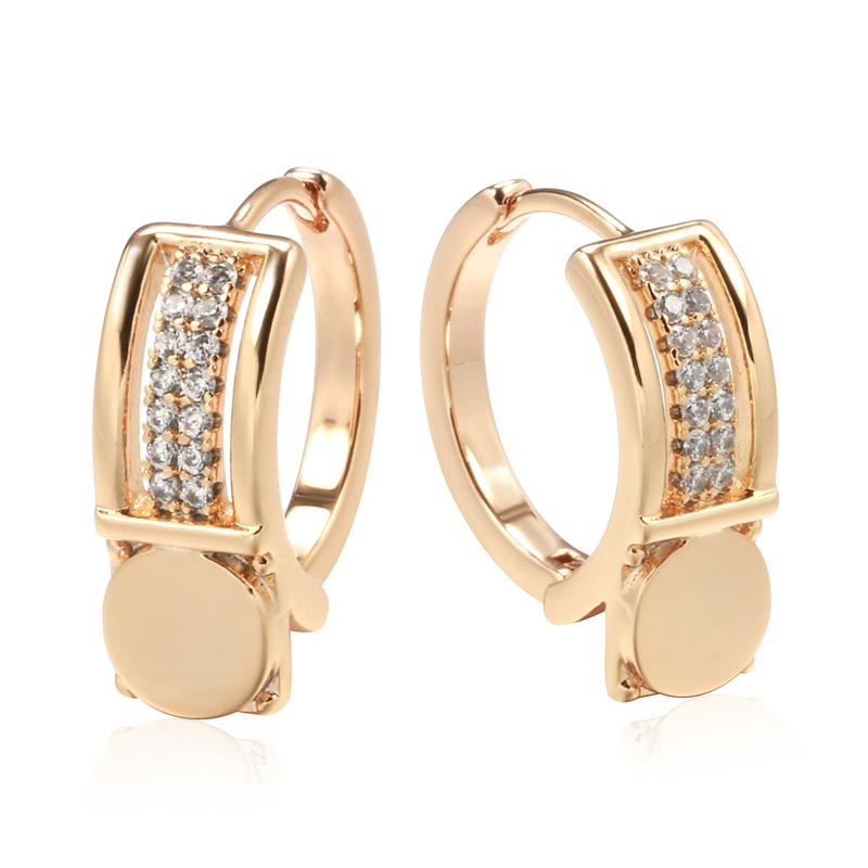 New Retro Glossy Hoop Earrings Rose Gold Color Fashion Wedding Jewelry Unique Modern Natural Zircon Drop Earrings