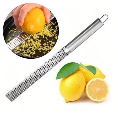 1pc Portable Stainless Steel Citrus Zester & Lemon Grater With Long Handle - Perfect For Chocolate, Cheese & Fruit Peeling
