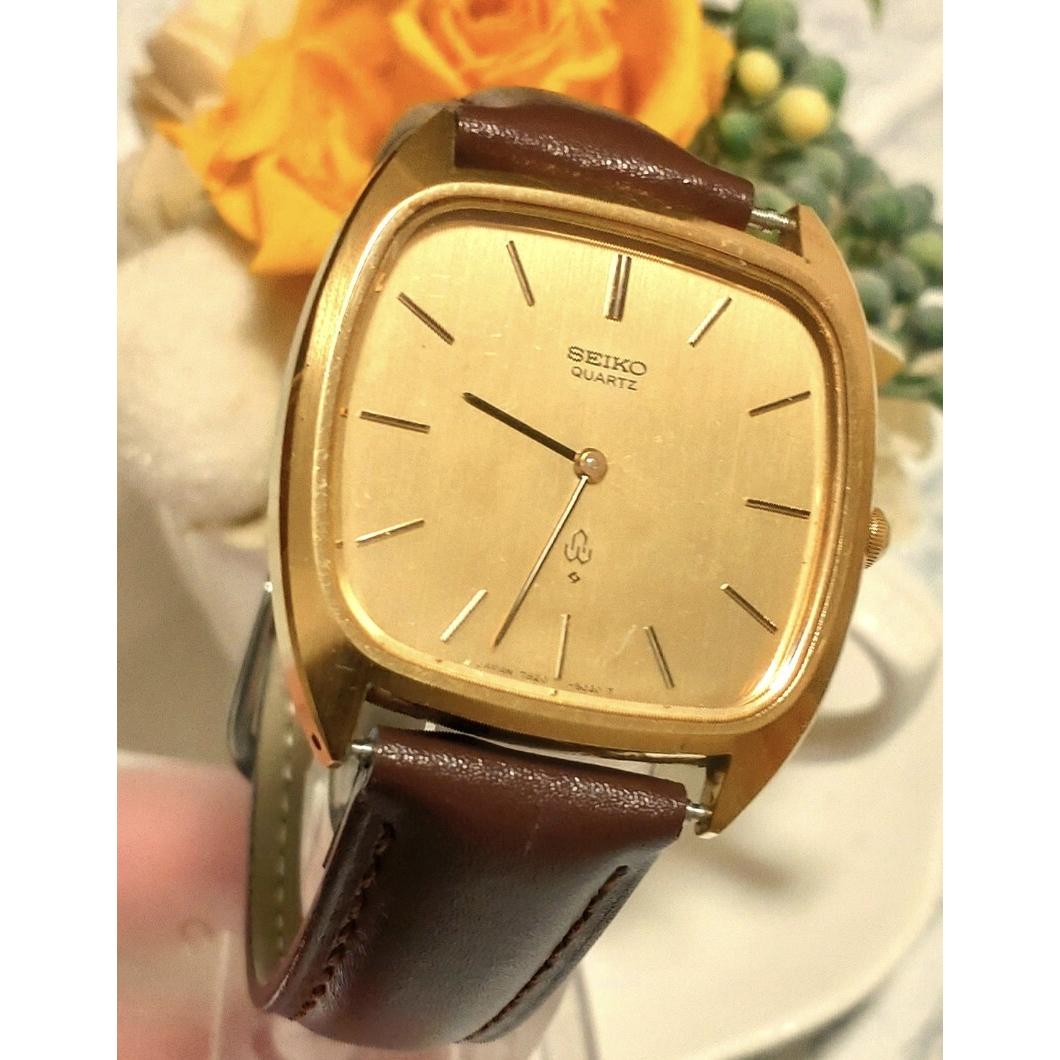 Used In operation SEIKO QUARTZ Seiko quartz Chariot men s watch belt new champagne dial leather belt 2 hands vintage
