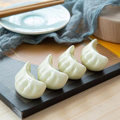 Dumpling Shape Ceramic Chopstick Holder Cute Multifunctional Table Utensil Rest for Home Hotel Restaurant Office Cafe Decorative Table Accessory