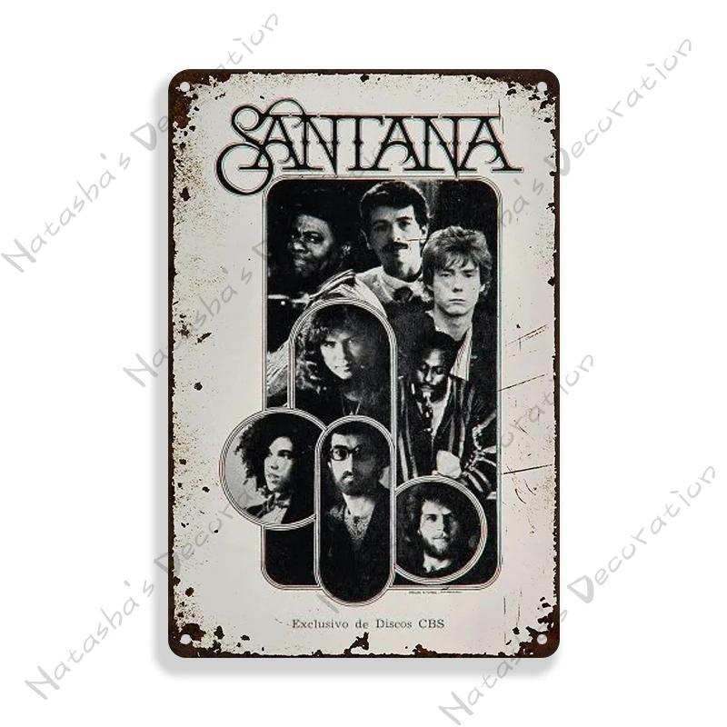 Santana Poster Dekorative Platte Rockmusik Metallposter Garage Club Metall Blechschild Metallplakette Wandplatte Man Cave Wanddeko