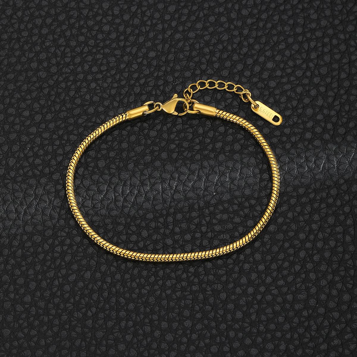 

Stainless Steel Snake Bone Chain Men Bracelet Retro 18.5cm Gold Color Bracelet For Women Hip Hop Jewelry Men Fashion Accessories 2.4mm&18cm
