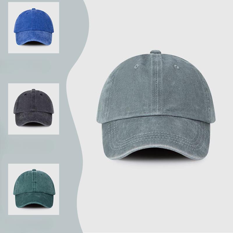 Men's Big Head Hat  Four Seasons Sun Hat  Washing Denim Baseball Hat  Women's Face  Small Old Gray Baseball Cap