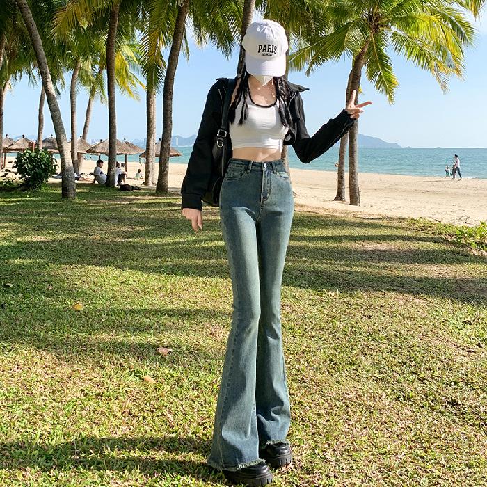 Jeans for Women In Autumn and Winter, High Waist and Belly Slimming Horseshoe Pants Lift Hips and Bell-bottom Pants for Women In Autumn and Winter