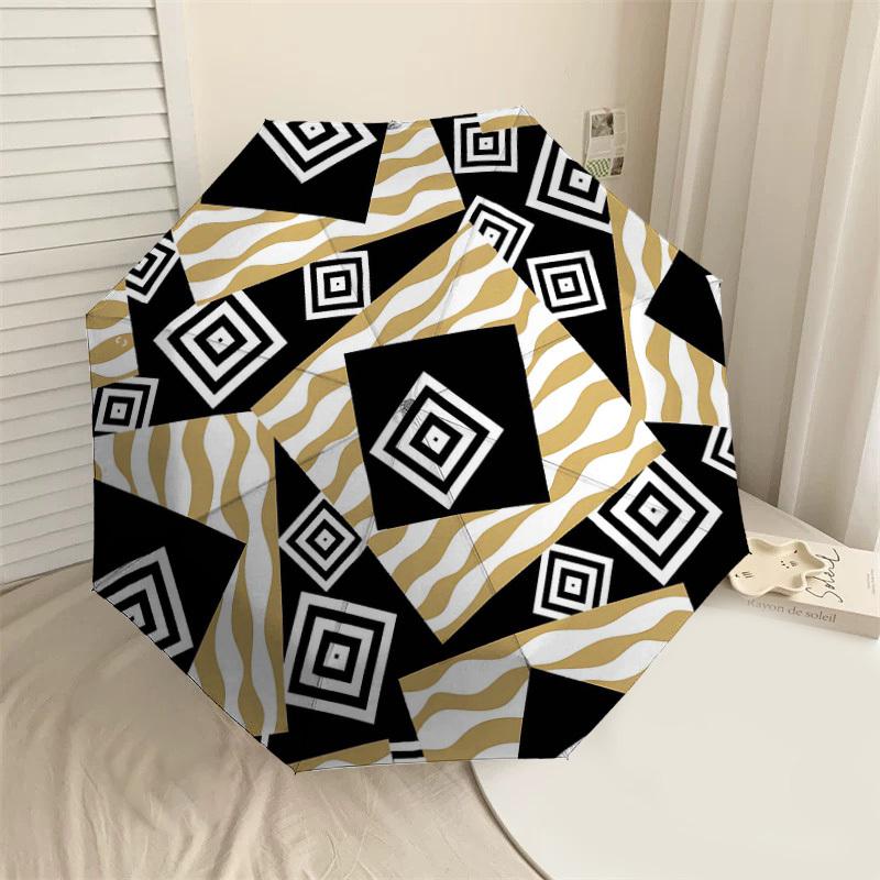 

1PC Diamonds Squares Umbrella-8-Rib Reinforced, Automatic Open, Lightweight & Durable, Fashion Accessory for Outdoor-L0328