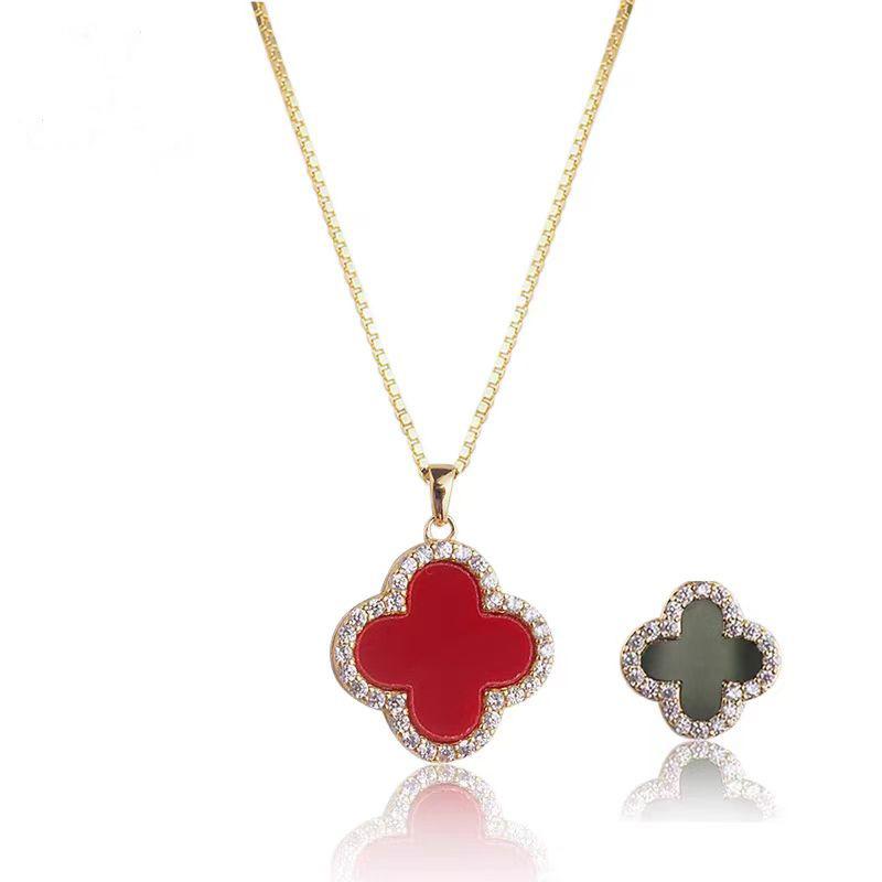 

Модное простое ожерелье с четырьмя листочками клевера, высококлассное ожерелье из титановой стали с подвеской Senior Sense, женское ожерелье red and black