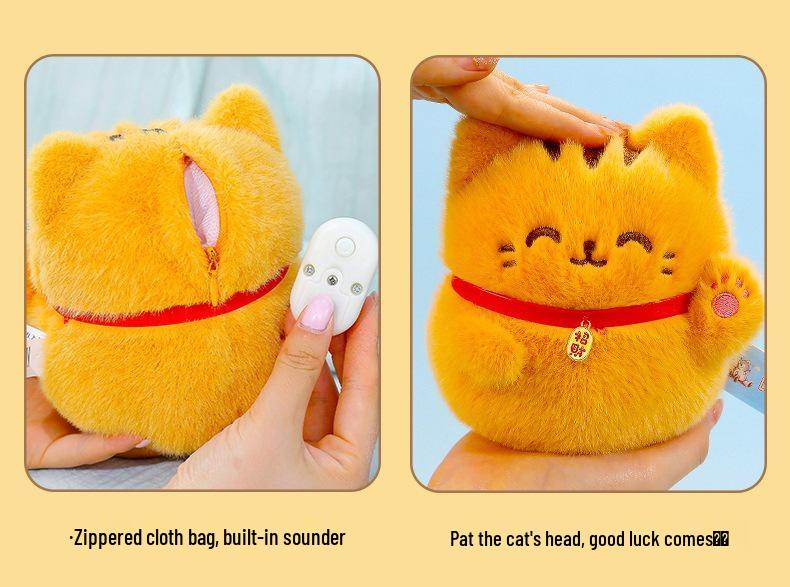 Kawaii Lucky Cat Plush Toy - Cute Cartoon Doll Office Ornament