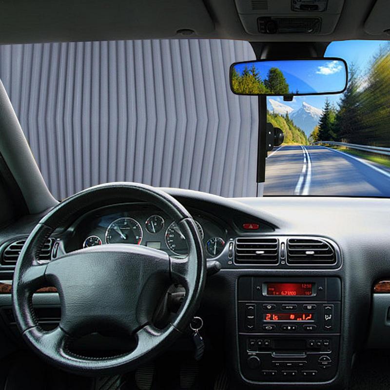 Retractable Windshield Sun Shade Windshield Sunshade For UV Protection Extra Large Sunshade For Front Rear Windows Magnetic